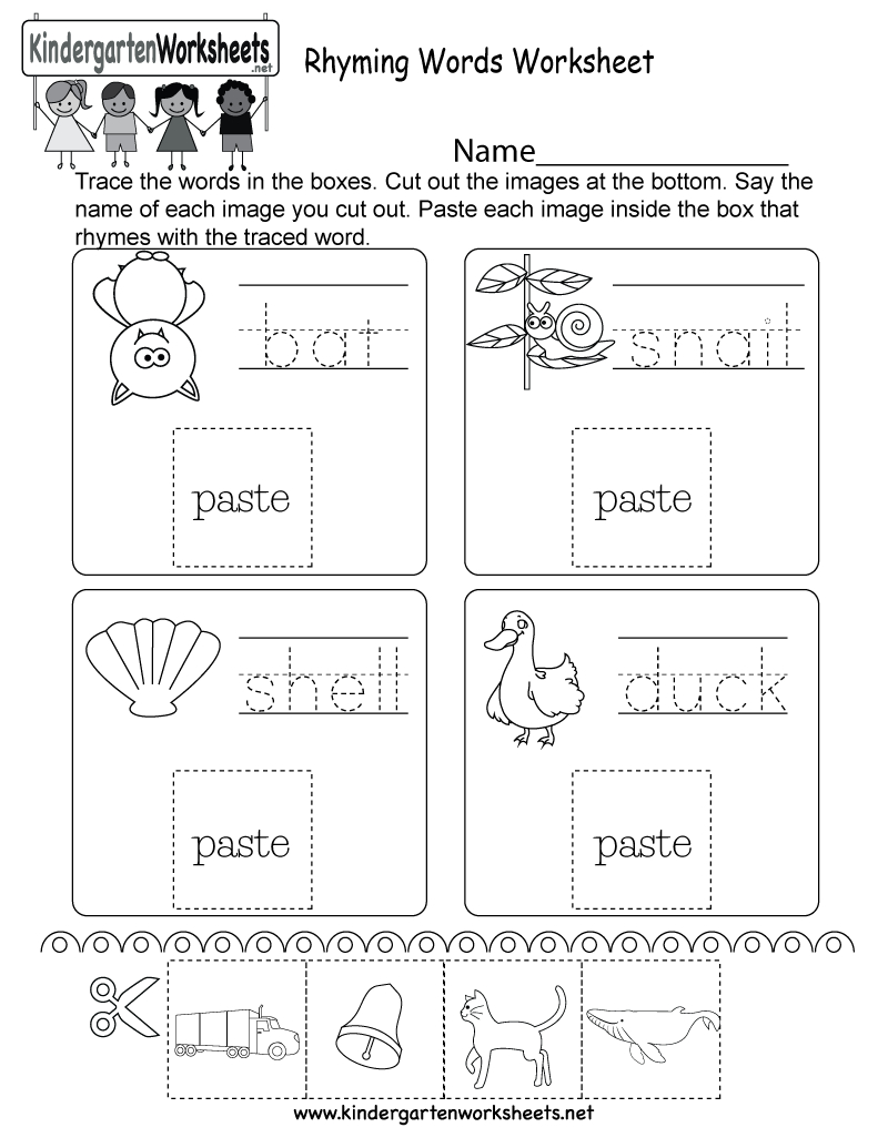 Rhyming Words Worksheet - Free Kindergarten English Worksheet For Kids - Free Printable Rhyming Activities For Kindergarten