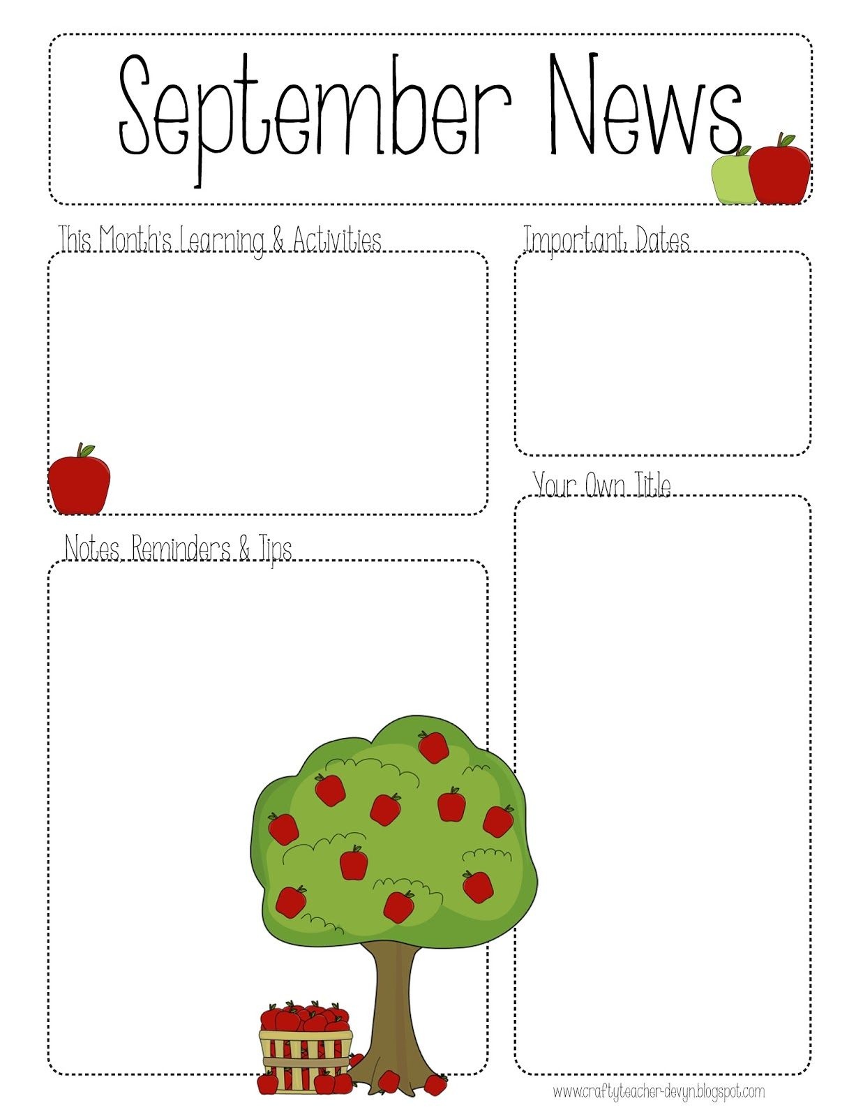 September Printable Newsletter -- All Grades! | Kindergarten - Free Printable Preschool Newsletter Templates