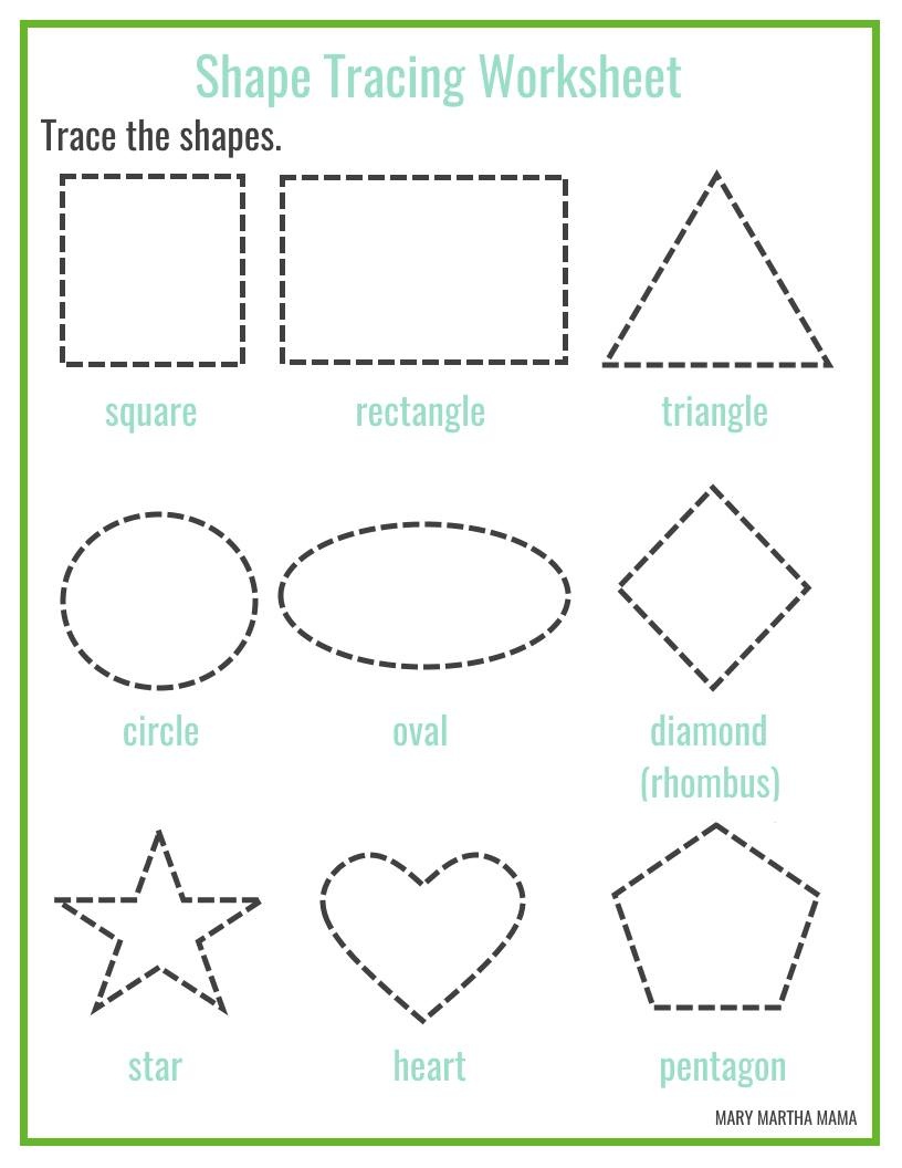 Shapes Worksheets For Preschool [Free Printables] – Mary Martha Mama - Free Printable Shapes