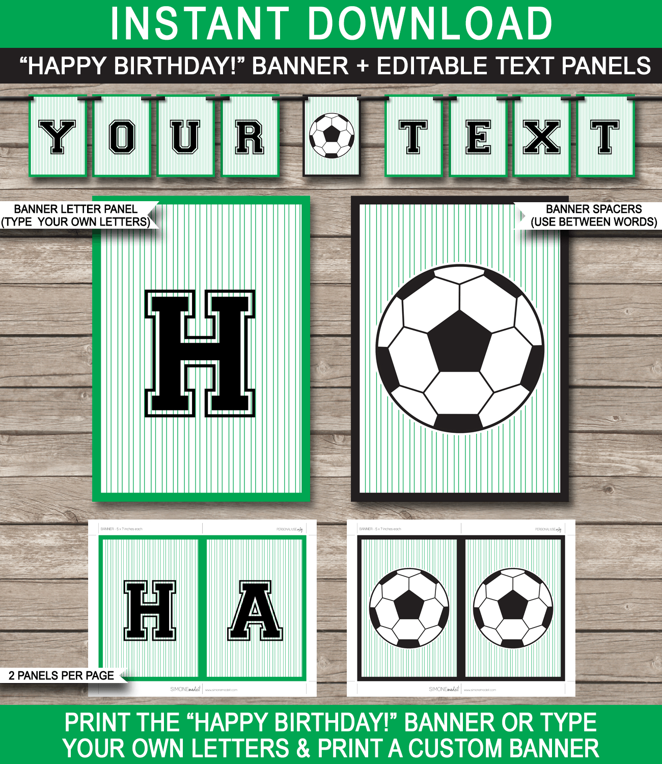 Soccer Party Banner Template | Happy Birthday Banner | Editable Bunting - Free Printable Soccer Birthday Invitations