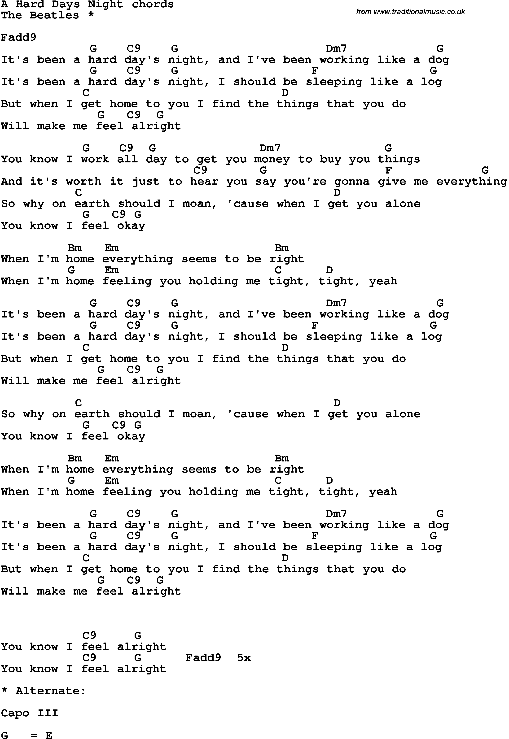 night changes lyrics and chords