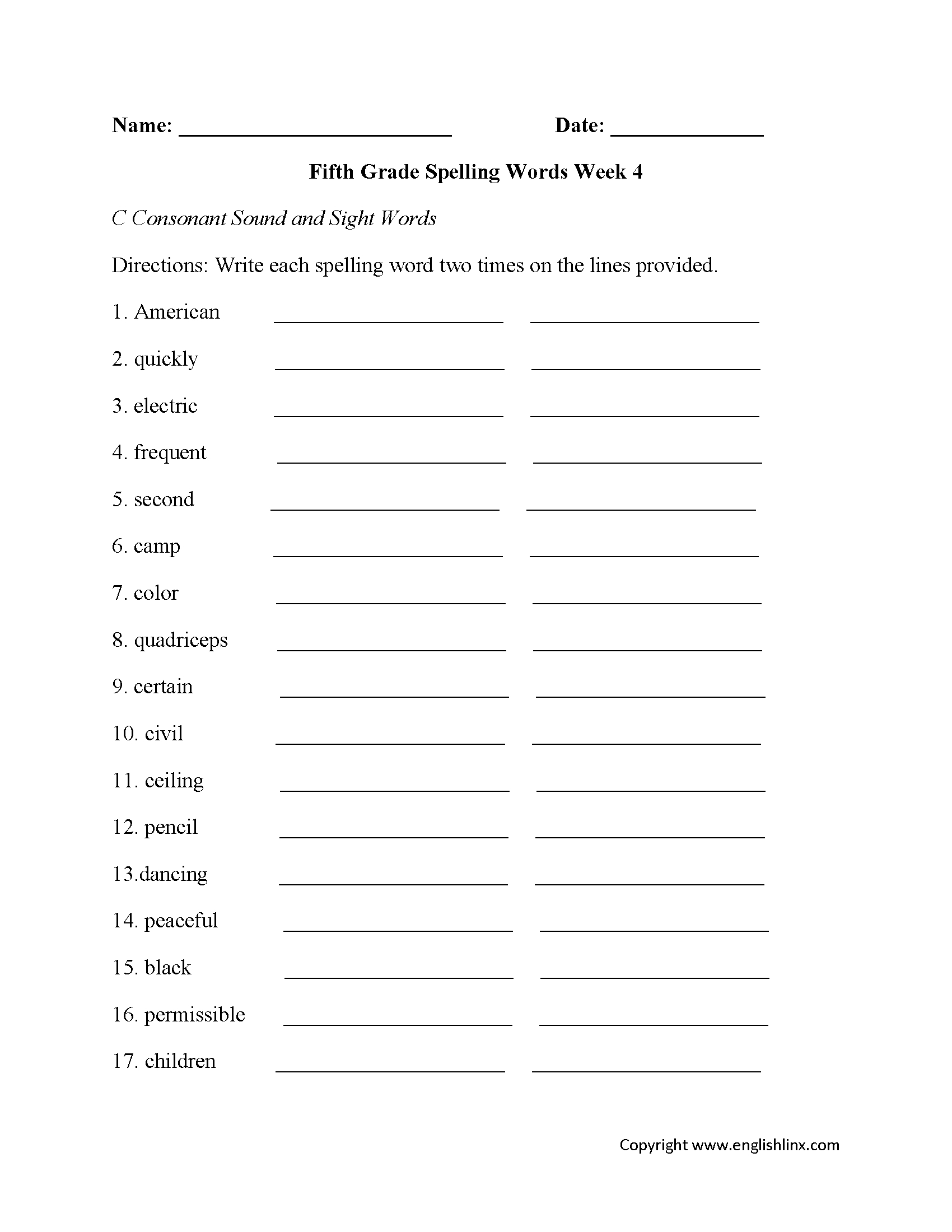 Spelling Worksheets | Fifth Grade Spelling Worksheets - Free Printable Spelling Practice Worksheets