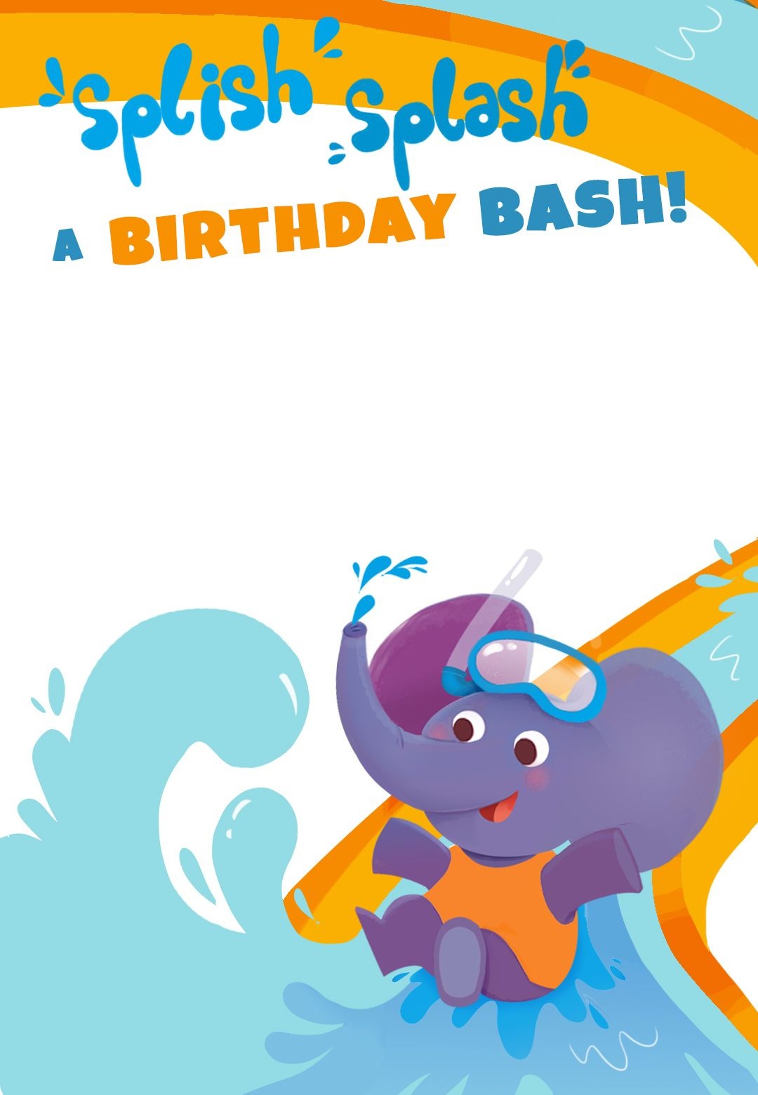 Splish Splash A Birthday Bash - Free Printable Birthday Invitation - Free Printable Water Park Birthday Invitations