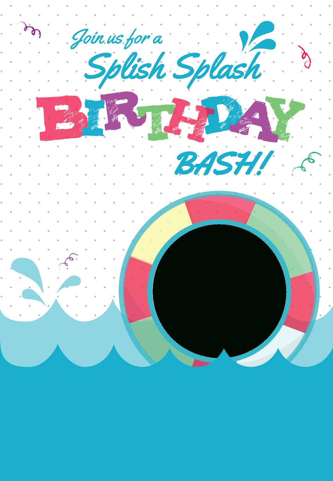 Splish Splash - Free Printable Summer Party Invitation Template - Free Printable Pool Party Birthday Invitations