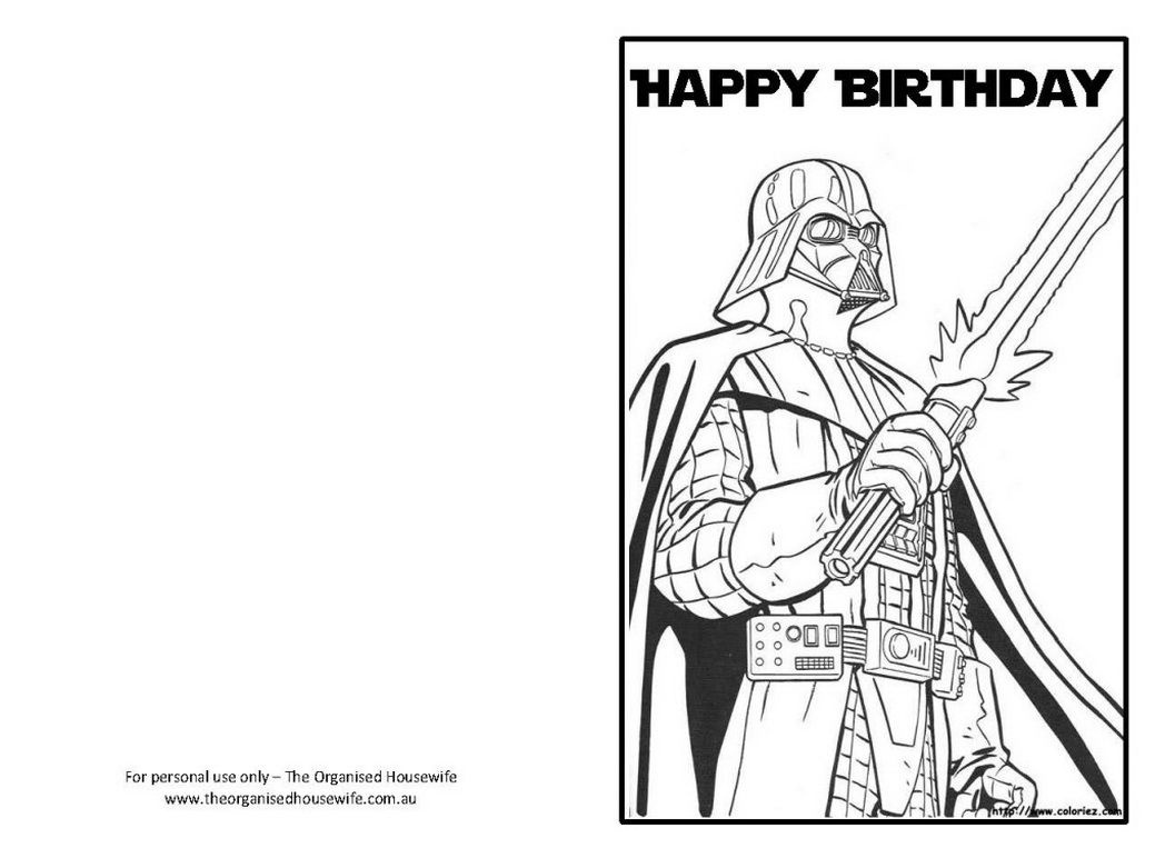 Star Wars Happy Birthday Card Coloring Pages | Projects To Try - Star Wars Printable Cards Free