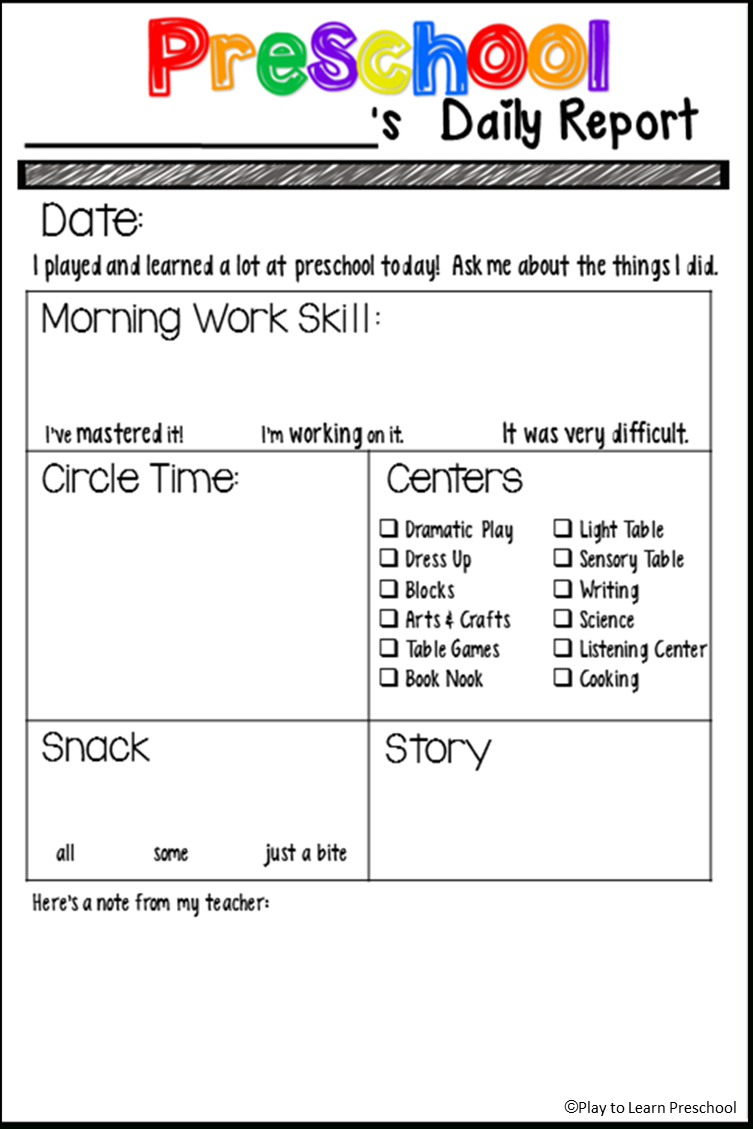 Students&amp;#039; Stuff | Preschool Fun | Preschool Daily Report, Preschool - Preschool Assessment Forms Free Printable