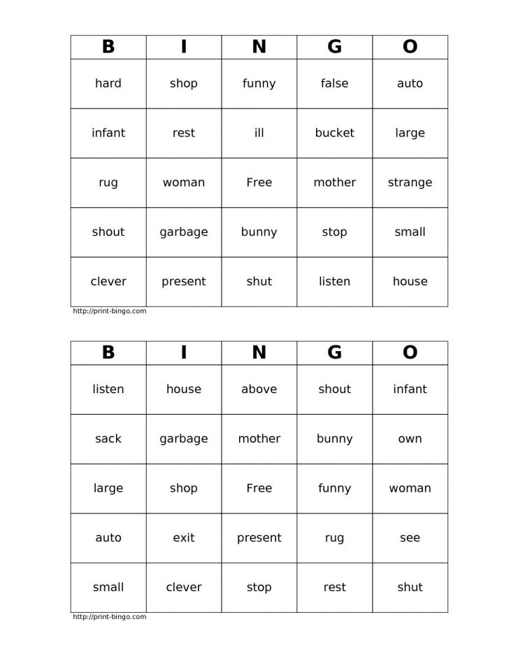 Free Printable Parts Of Speech Bingo