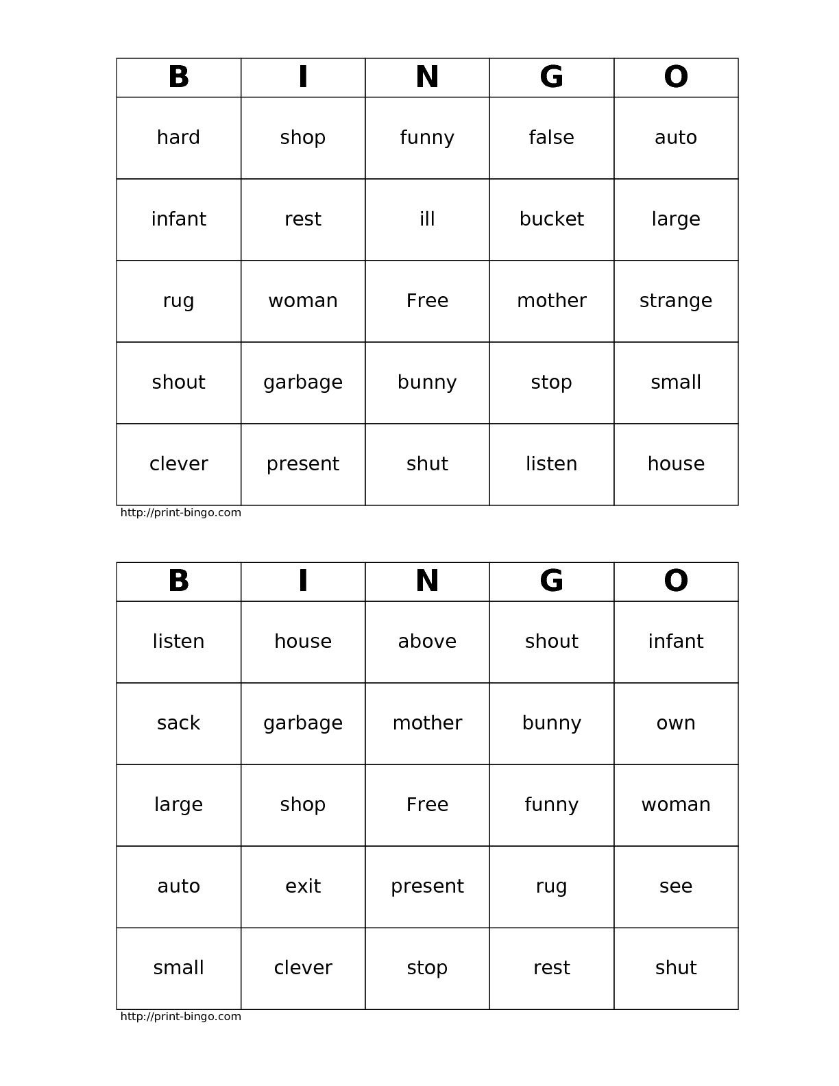 Synonyms Bingo Cards | Language Arts | Synonym Worksheet, Synonym - Free Printable Parts Of Speech Bingo