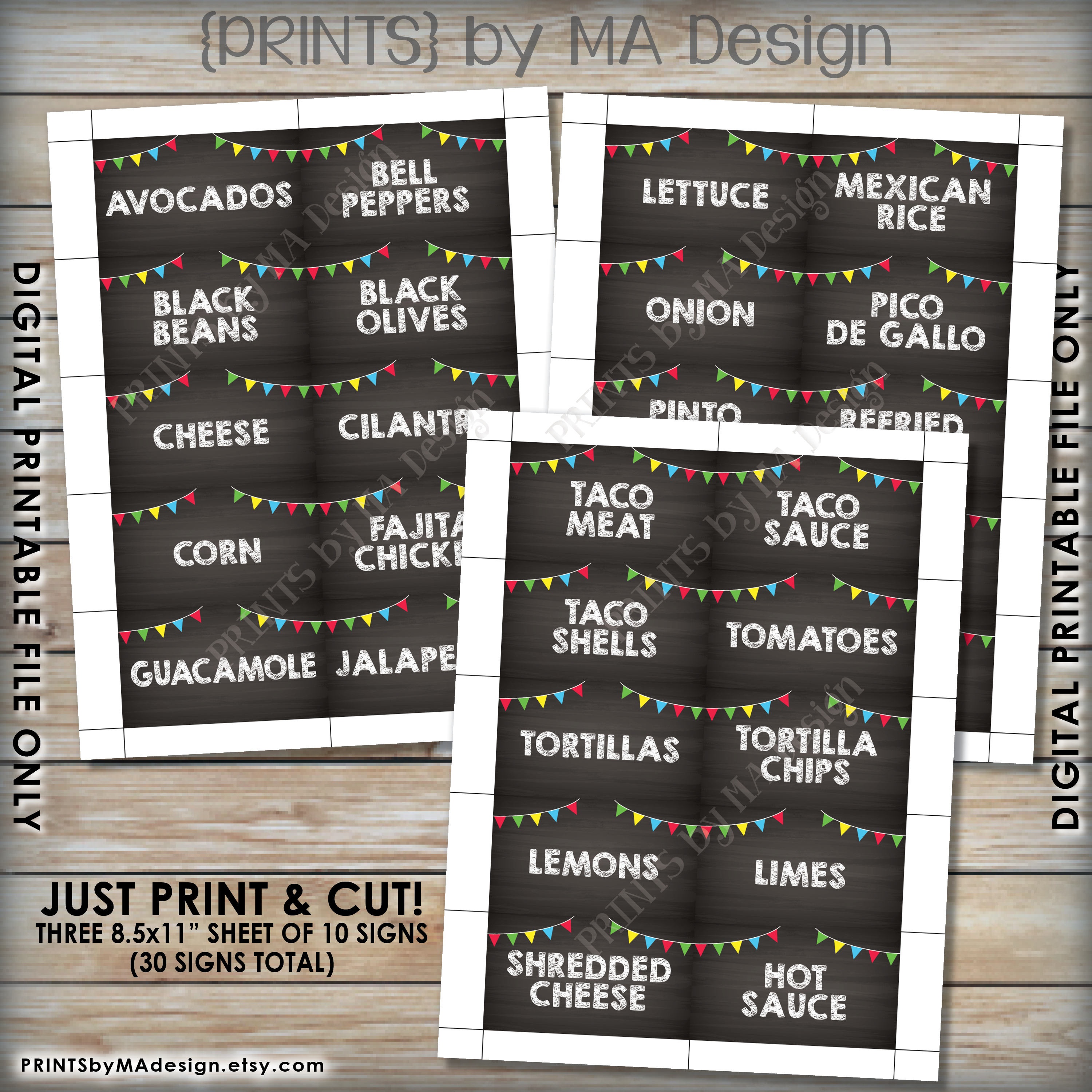 Free Printable Taco Bar Labels