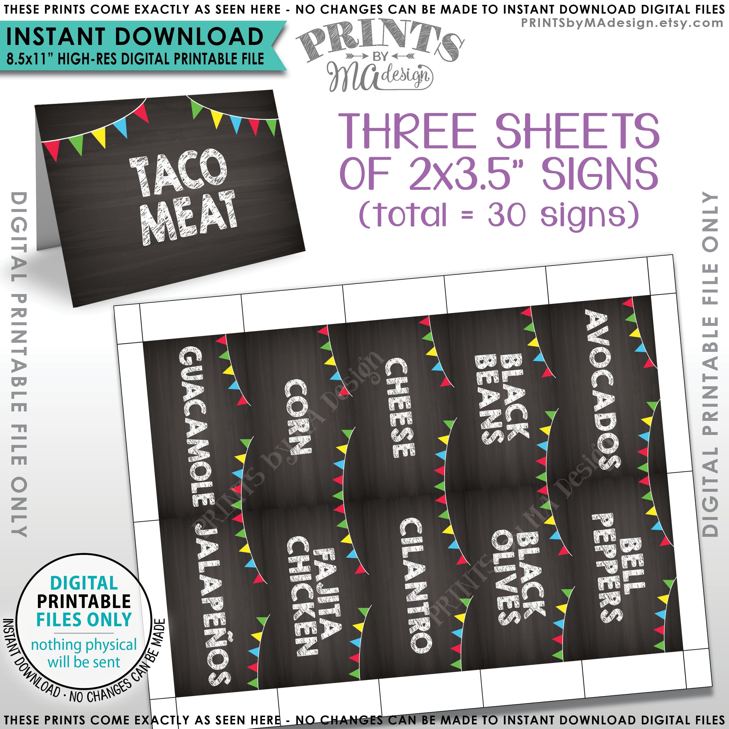 Taco Bar Signs Printable