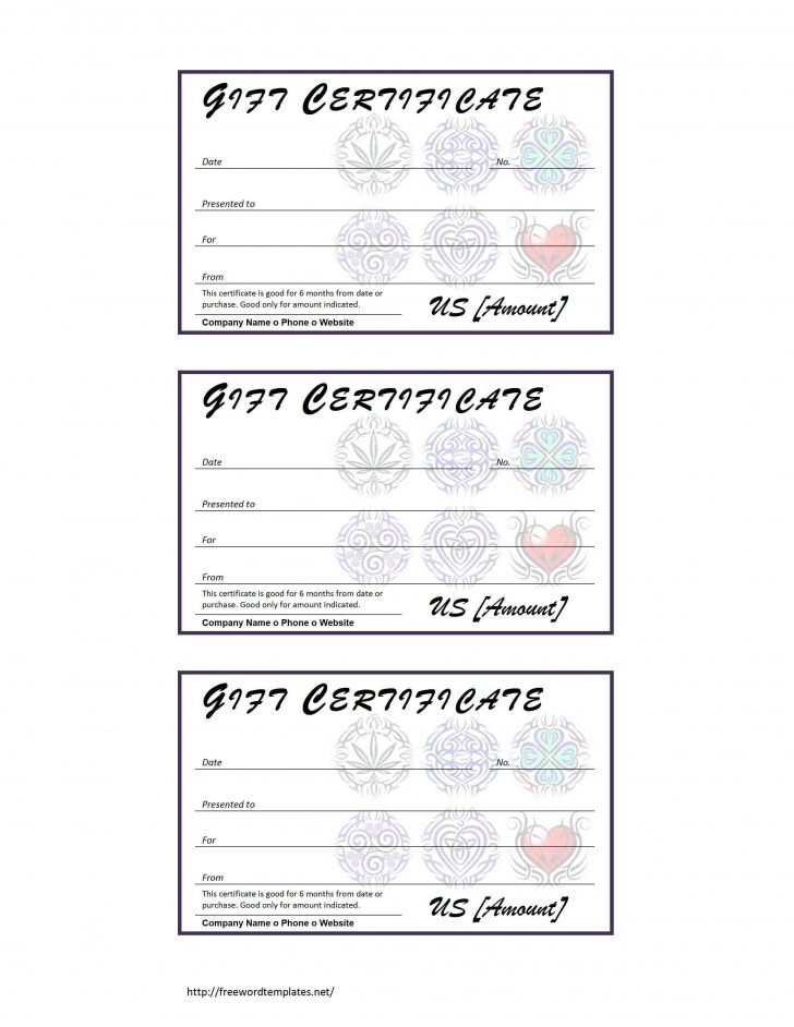 Free Printable Tattoo Gift Certificates