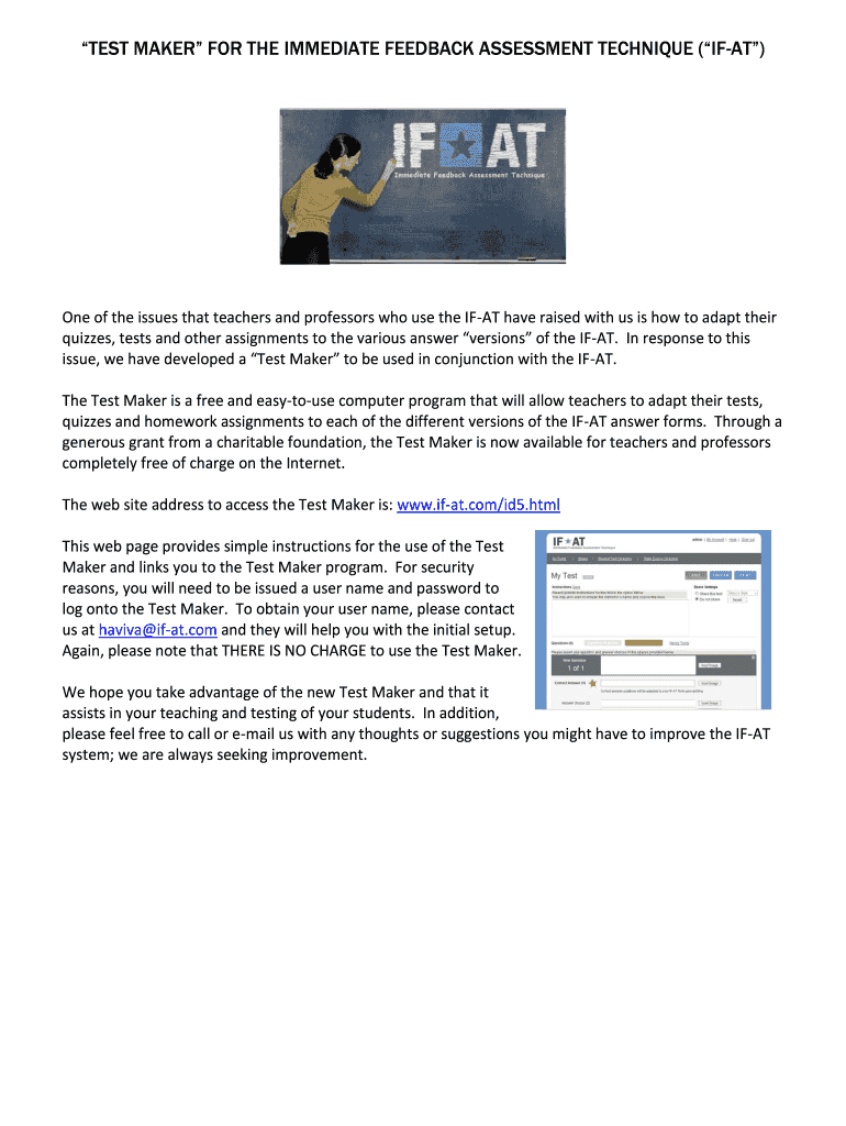 Test Maker For The Immediate Feedback Assessment Technique (If-At - Free Printable Test Maker For Teachers