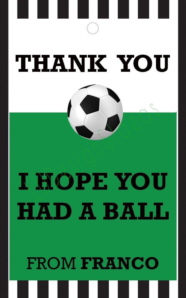 Soccer Thank You Card Birthday Party Digital Or Printed Etsy Free 