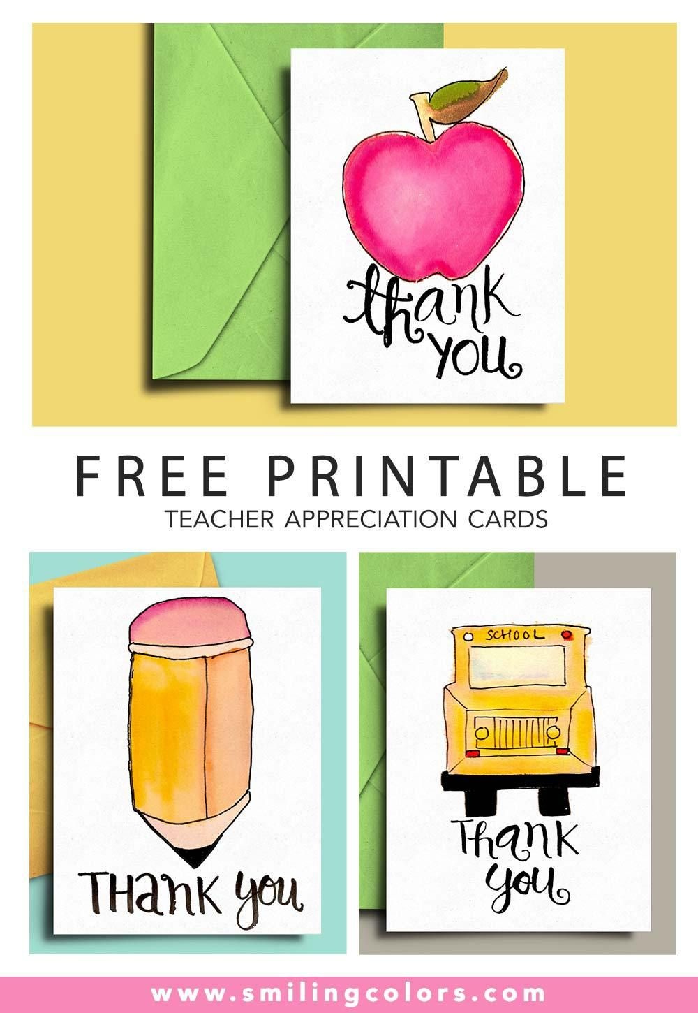 Printable Teacher Thank You Cards For Teacher Appreciation Free