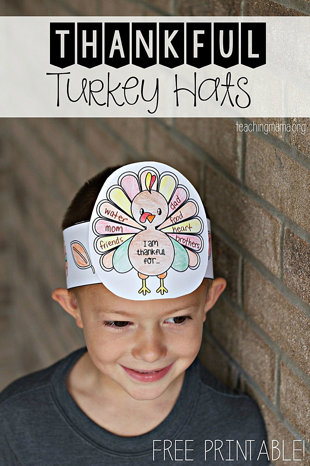 Thankful Turkey Hats - Free Printable Thanksgiving Hats