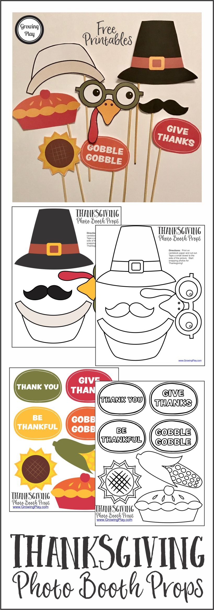 Thanksgiving Photo Booth Props - Growing Play - Free Printable Thanksgiving Photo Props