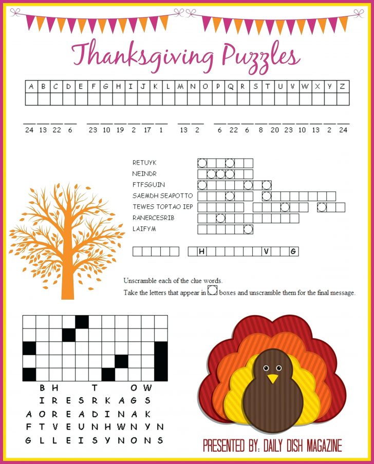 Thanksgiving Crossword Puzzles Printable Free