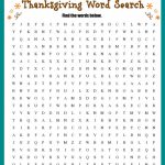 Thanksgiving Word Search Free Printable Worksheet   Free Search A Word Printable