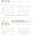 The Baby Name Race Baby Shower Game   Baby Name Race Free Printable