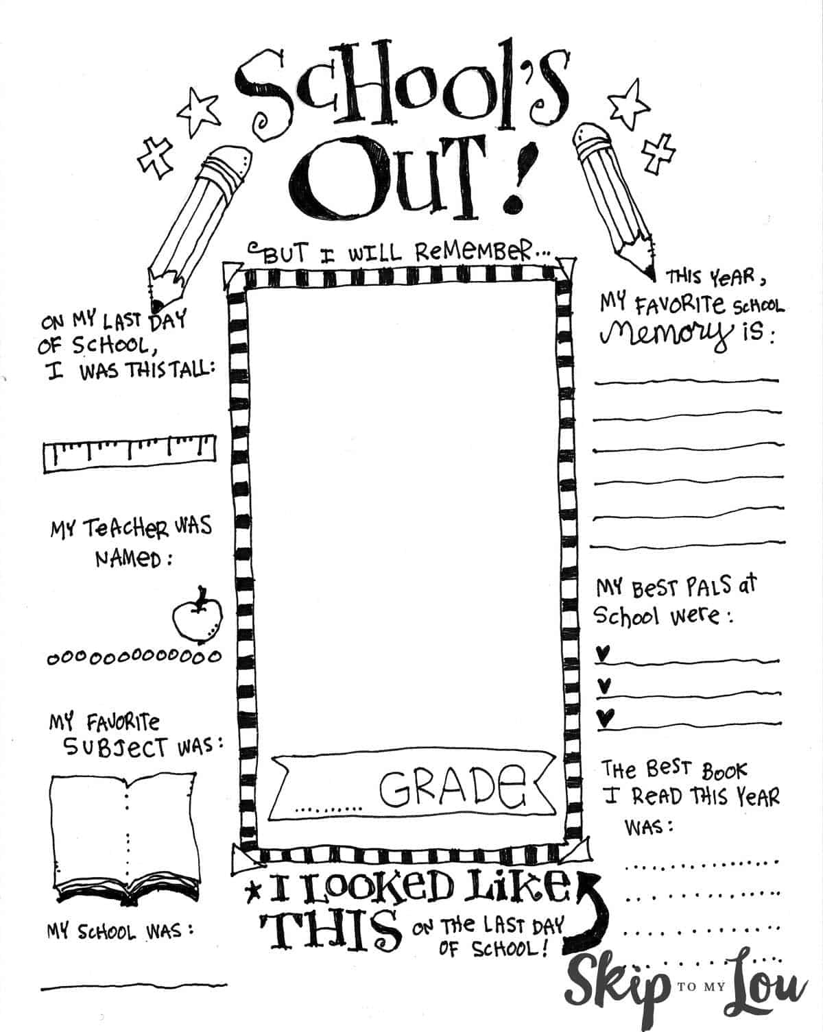 The Coolest Free Printable End Of School Coloring Page | Skip To My Lou - Free Printable Preschool Memory Book