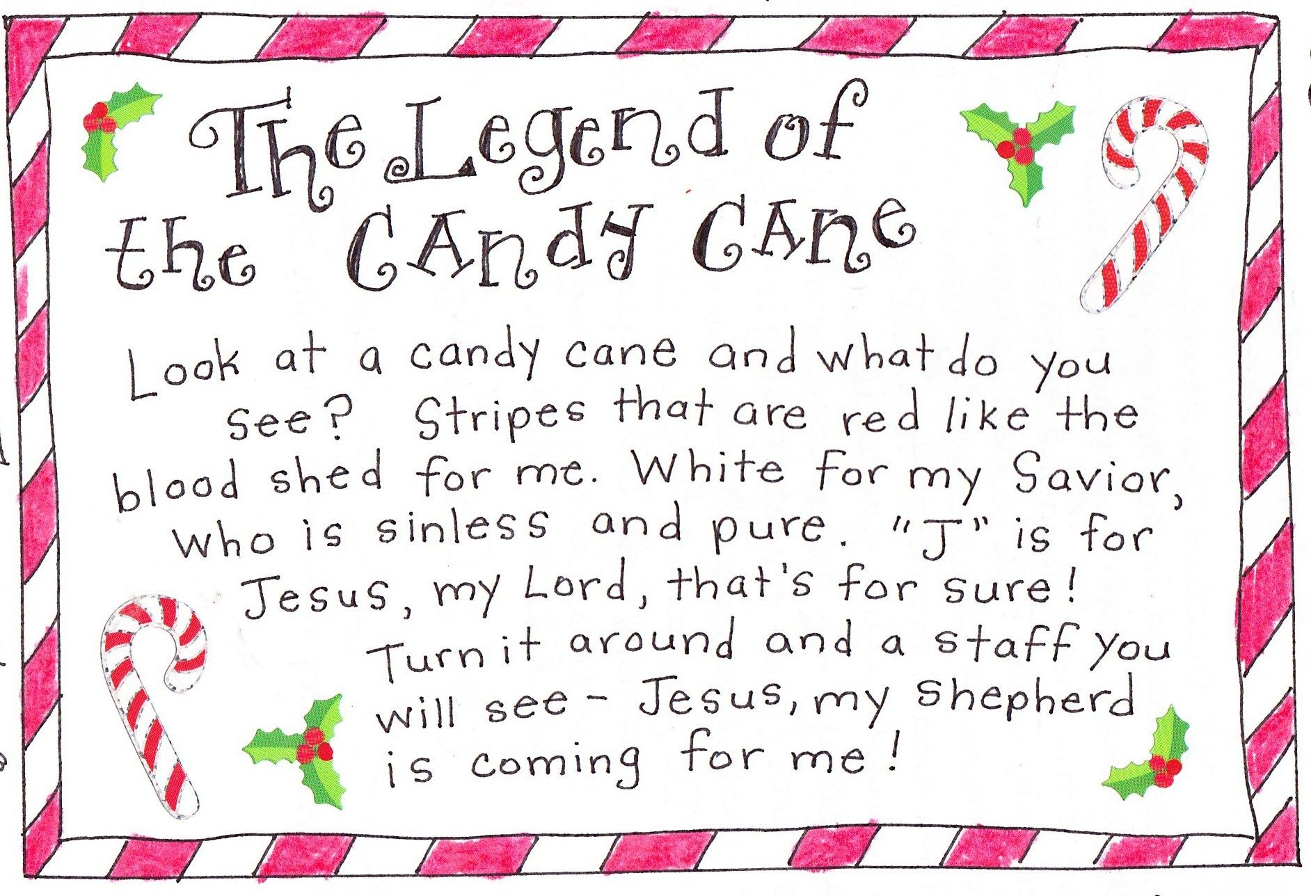 The Legend Of The Candy Cane - Free Printable | Christmas | Candy - Free Printable Candy Cane Poem