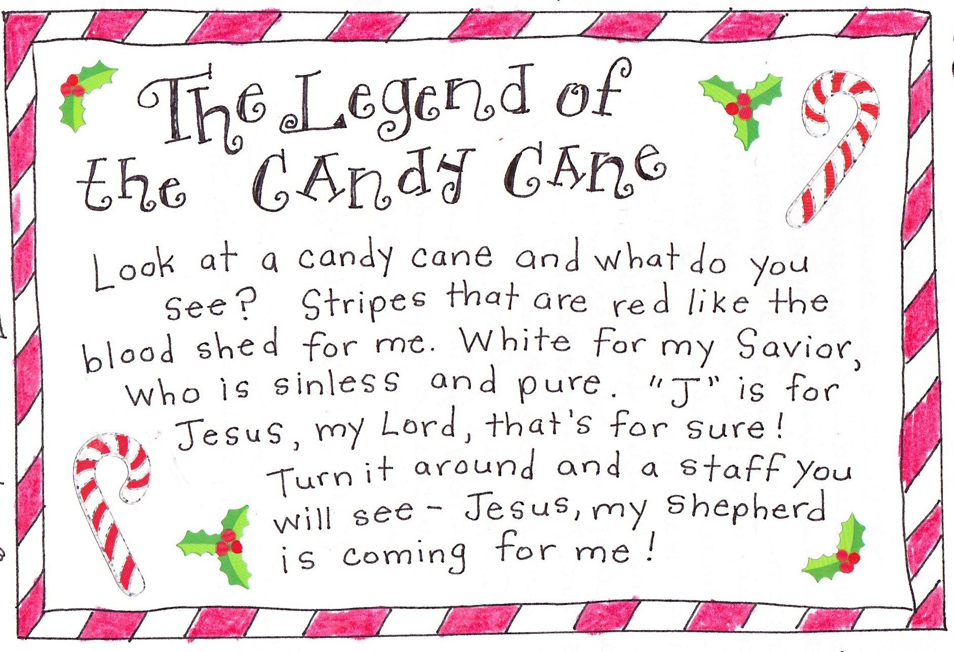 Story Of The Candy Cane Printable