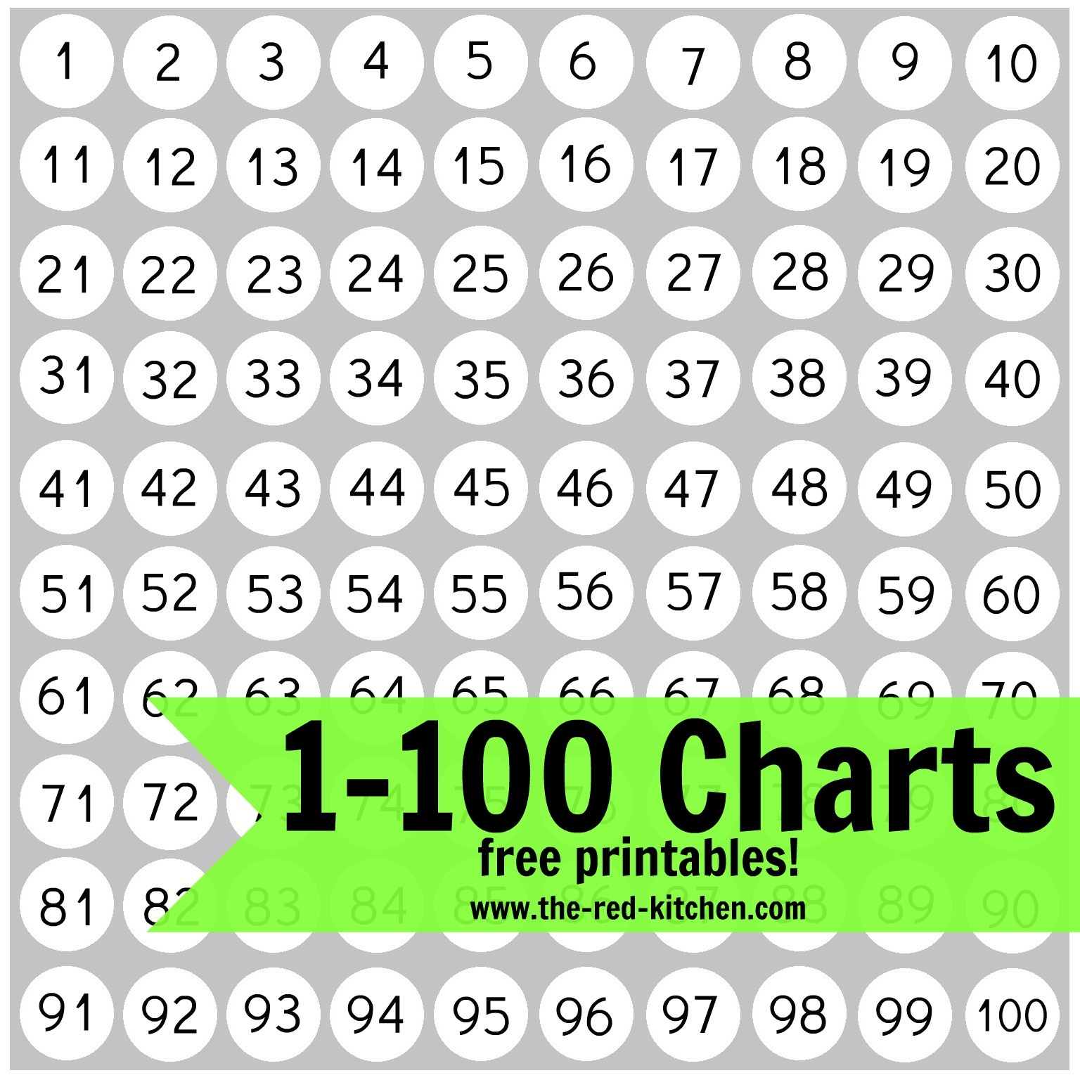 The Red Kitchen: 1-100 Charts (Free Printables!) - Free Printable 100 Chart
