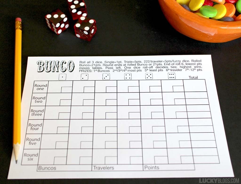 Bunco Score Card W/6 Rounds Scribd Buncogirl's Night Free