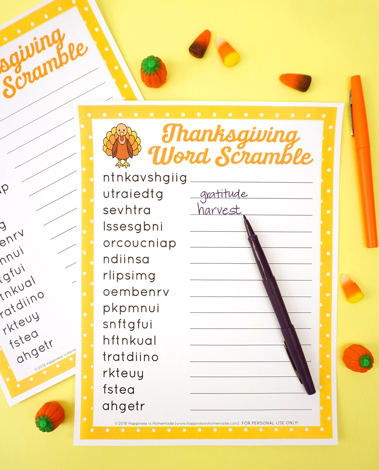 This Free Printable Thanksgiving Word Scramble Puzzle Is A Ton Of - Free Printable Thanksgiving Games For Adults