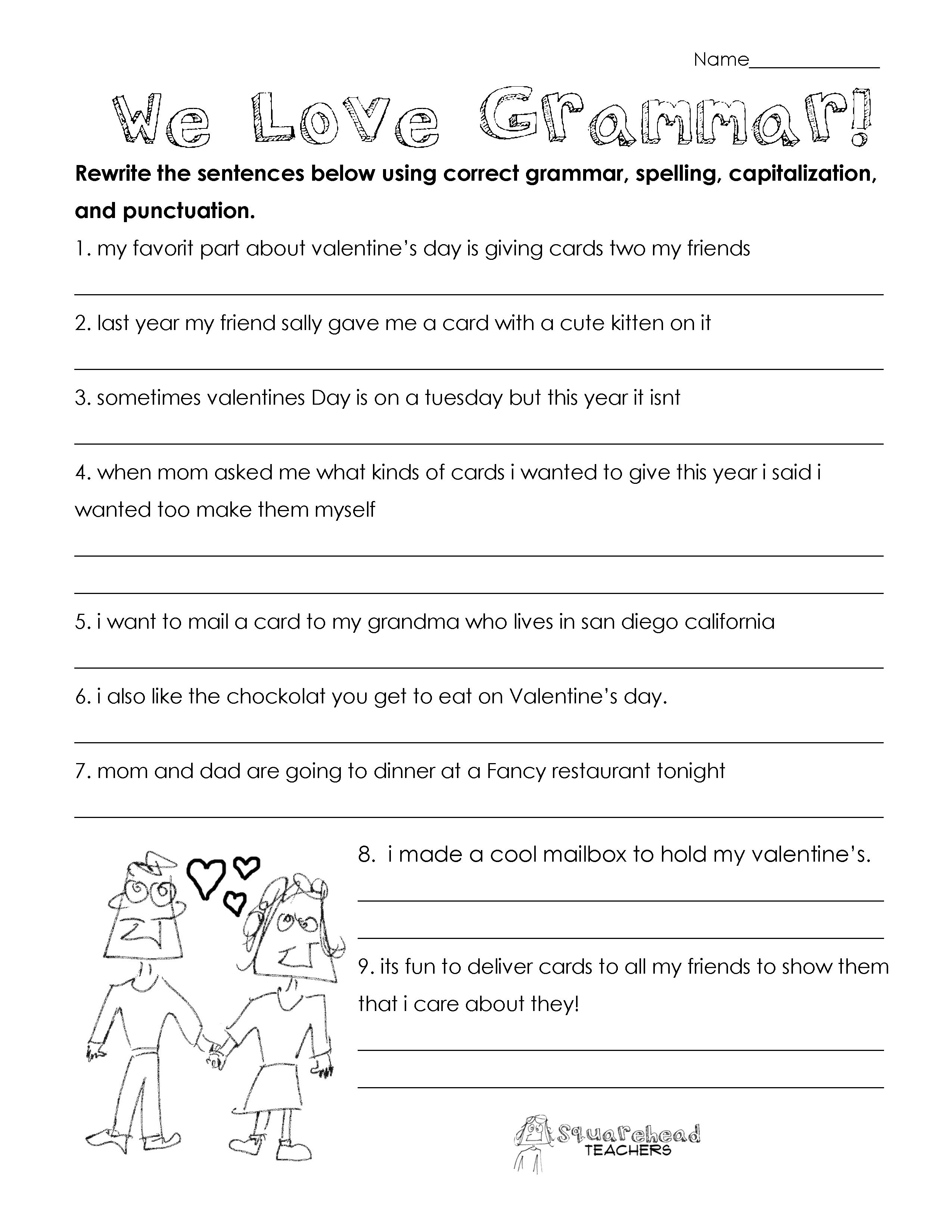 This Grammar Practice Worksheet Seems A Bit Too Tough For The - Free Printable Third Grade Grammar Worksheets