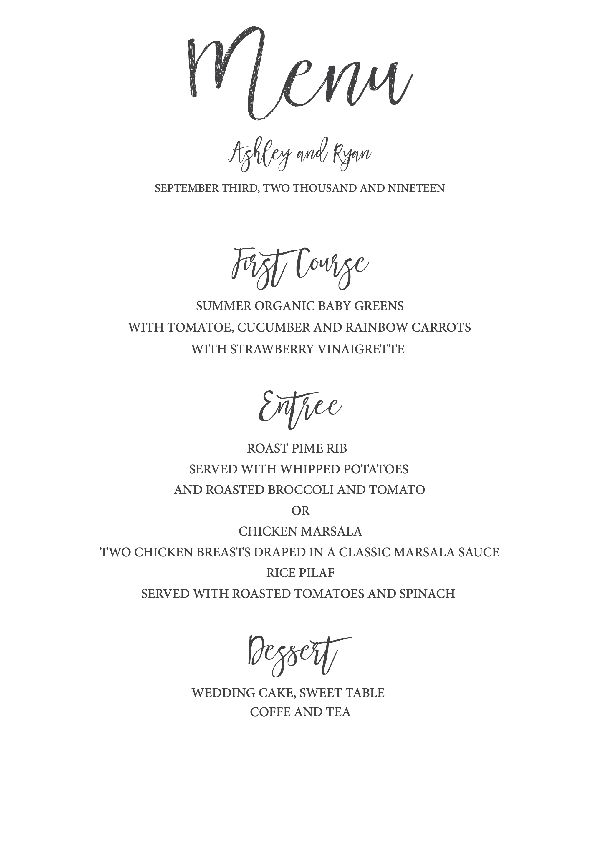 Timeless And Simple Wedding Invitation | Freebies &amp;amp; Free Printables - Free Printable Wedding Menu Card Templates