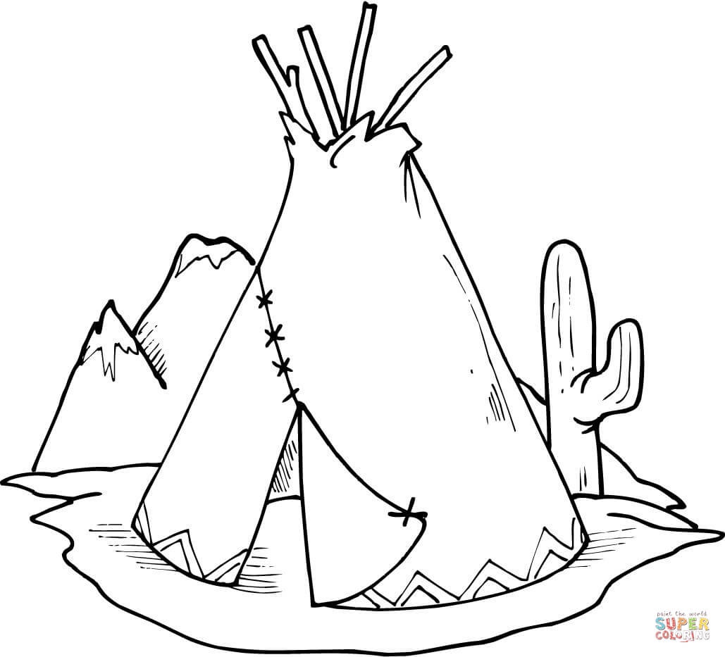 tipi-teepee-and-cactus-coloring-page-free-printable-coloring-pages