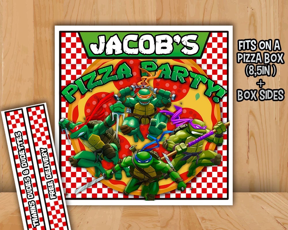 Tmnt Pizza Box Label Personalized Printable Teenage Mutant | Etsy - Free Printable Tmnt Food Labels