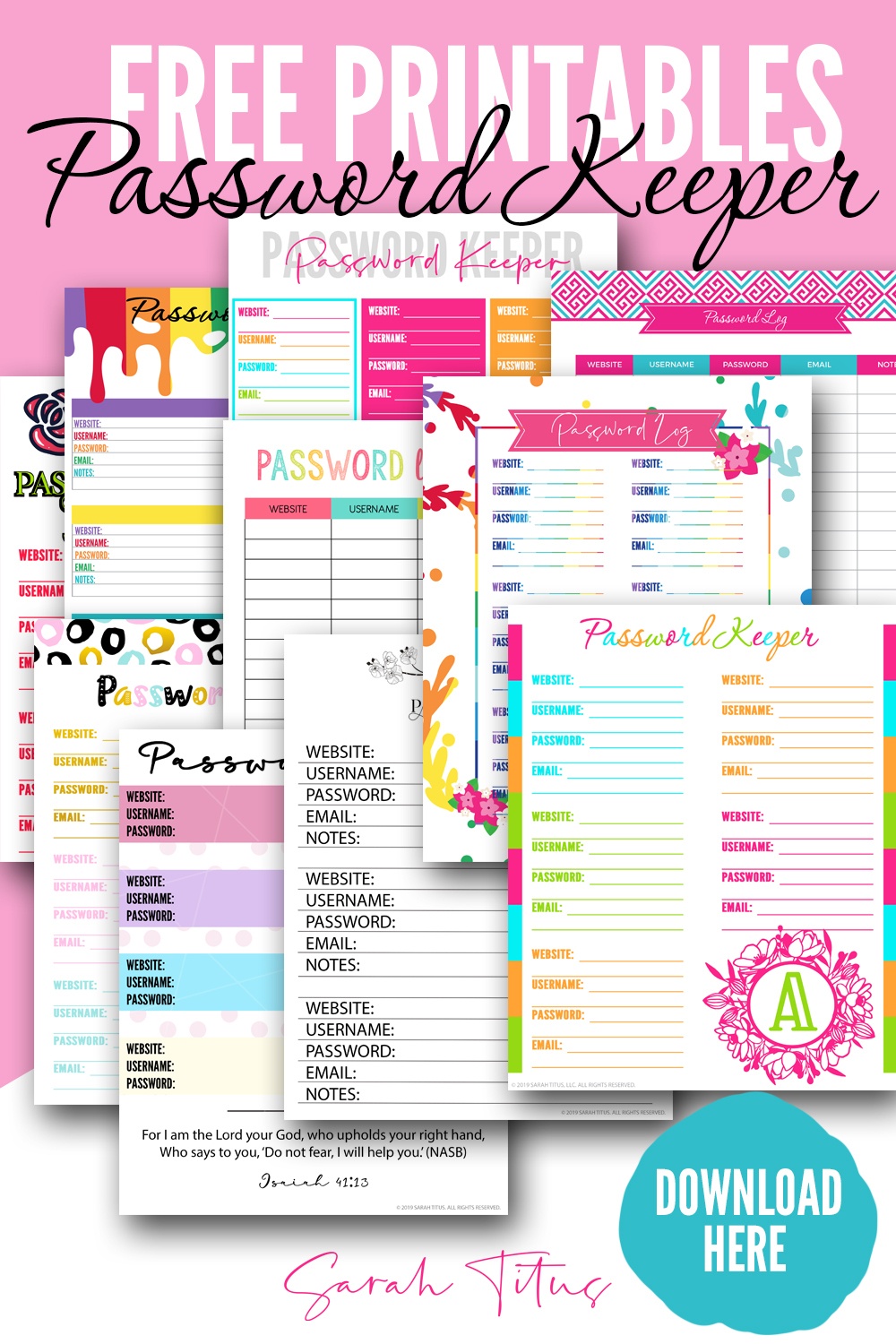 Top Password Keeper Free Printables To Download Instantly - Sarah Titus - Free Printable Password Keeper