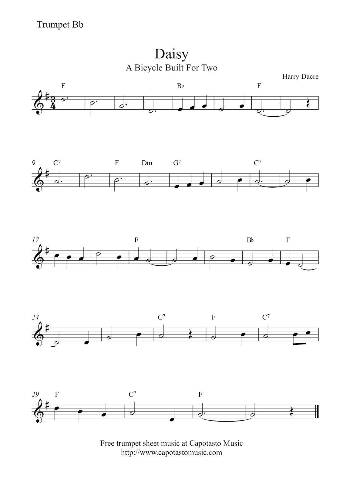 Free Printable Sheet Music For Trumpet