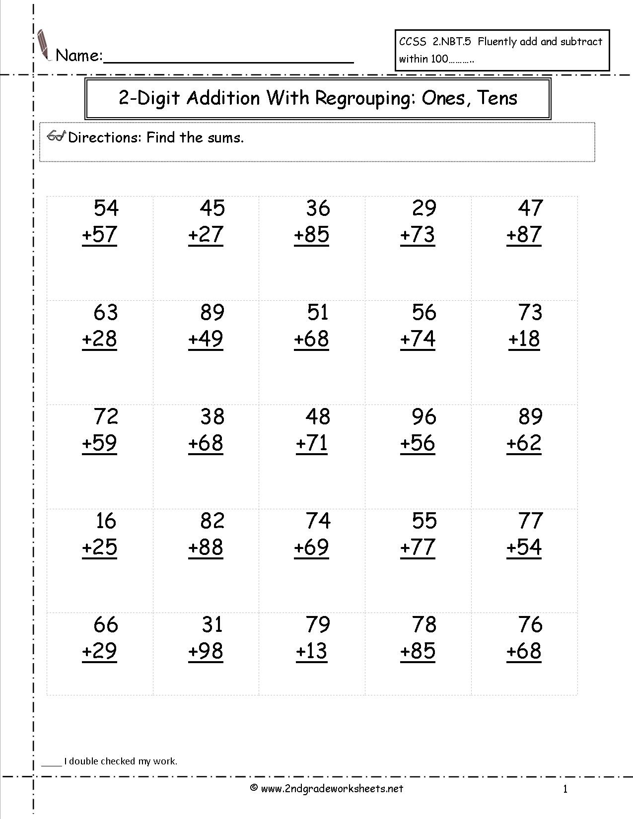 Two Digit Addition Worksheets - Free Printable Addition Worksheets