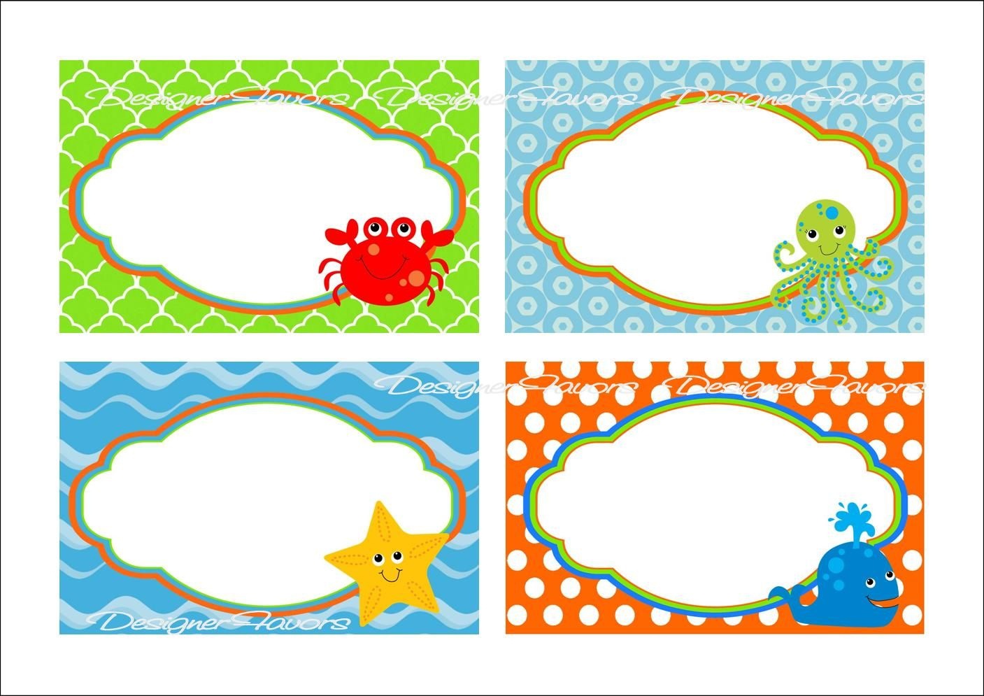 Under The Sea Food Labels Free Printable Tags - Imagestack - Free Printable Name Tags For School Desks
