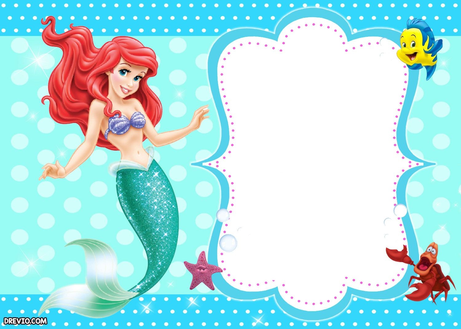 Updated! Free Printable Ariel The Little Mermaid Invitation Template - Free Little Mermaid Printable Invitations