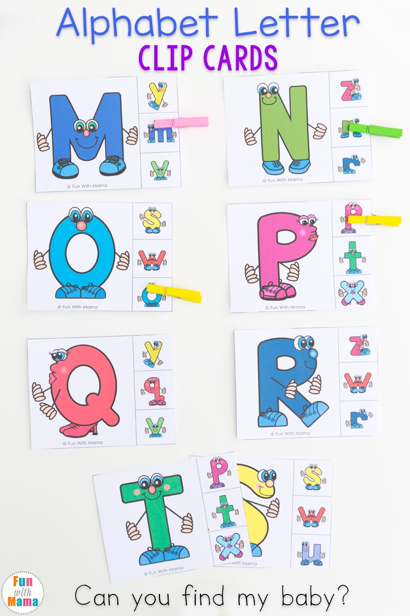 Uppercase And Lowercase Letter Matching Clip Cards - Fun With Mama - Free Printable Alphabet Letters Upper And Lower Case