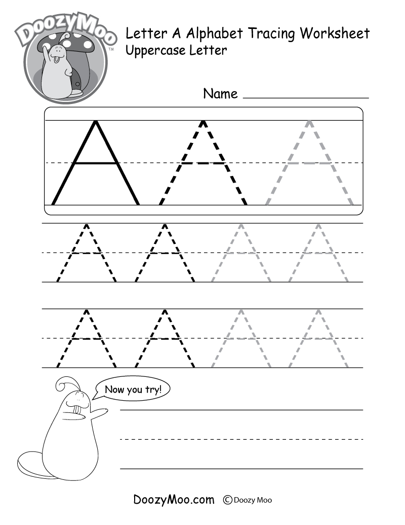 Uppercase Letter Tracing Worksheets (Free Printables) - Doozy Moo - Free Printable Name Tracing