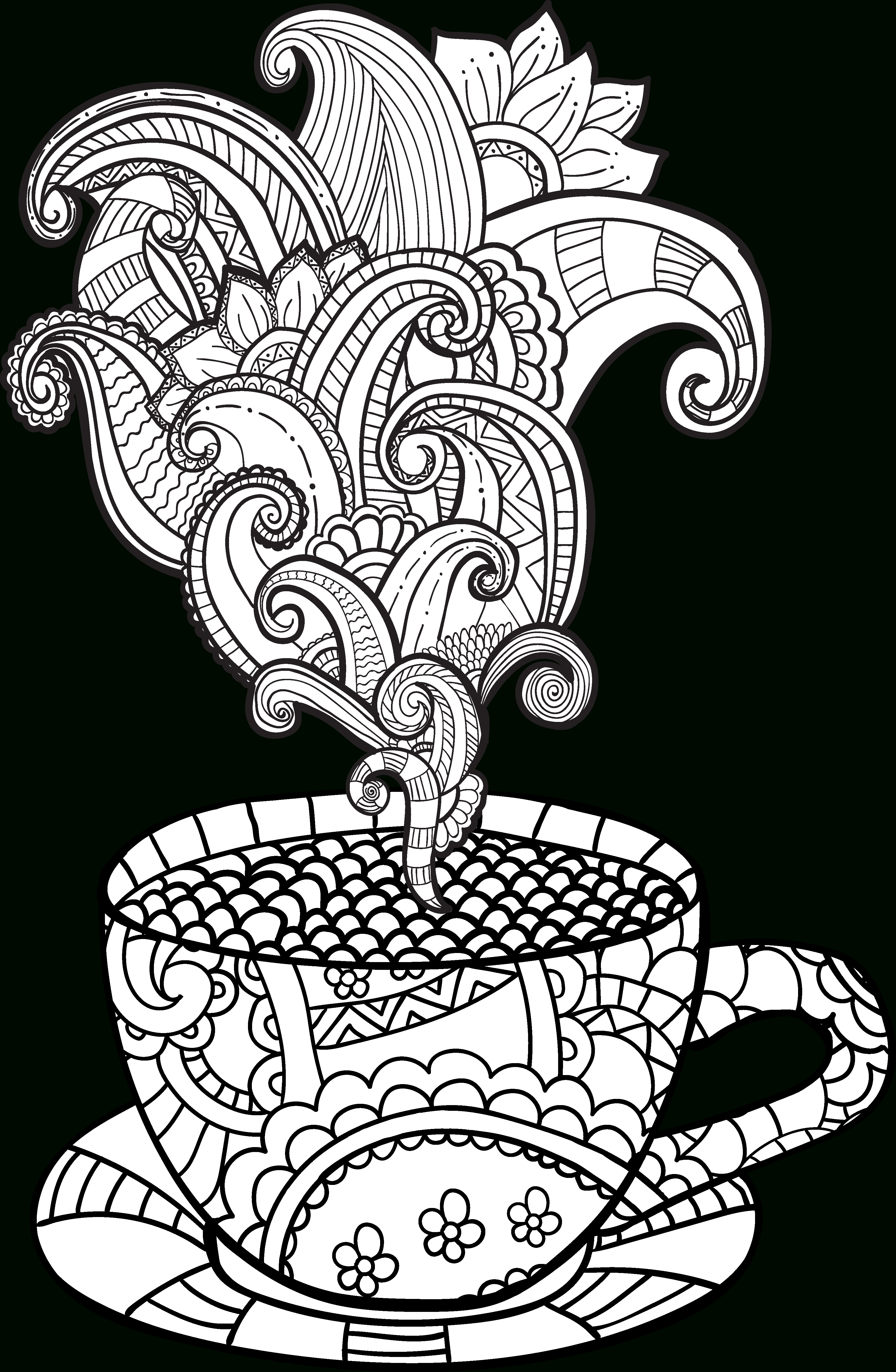 Tea Cup Colouring Page Clipart - Free To Use Clip Art Resource - Free ...