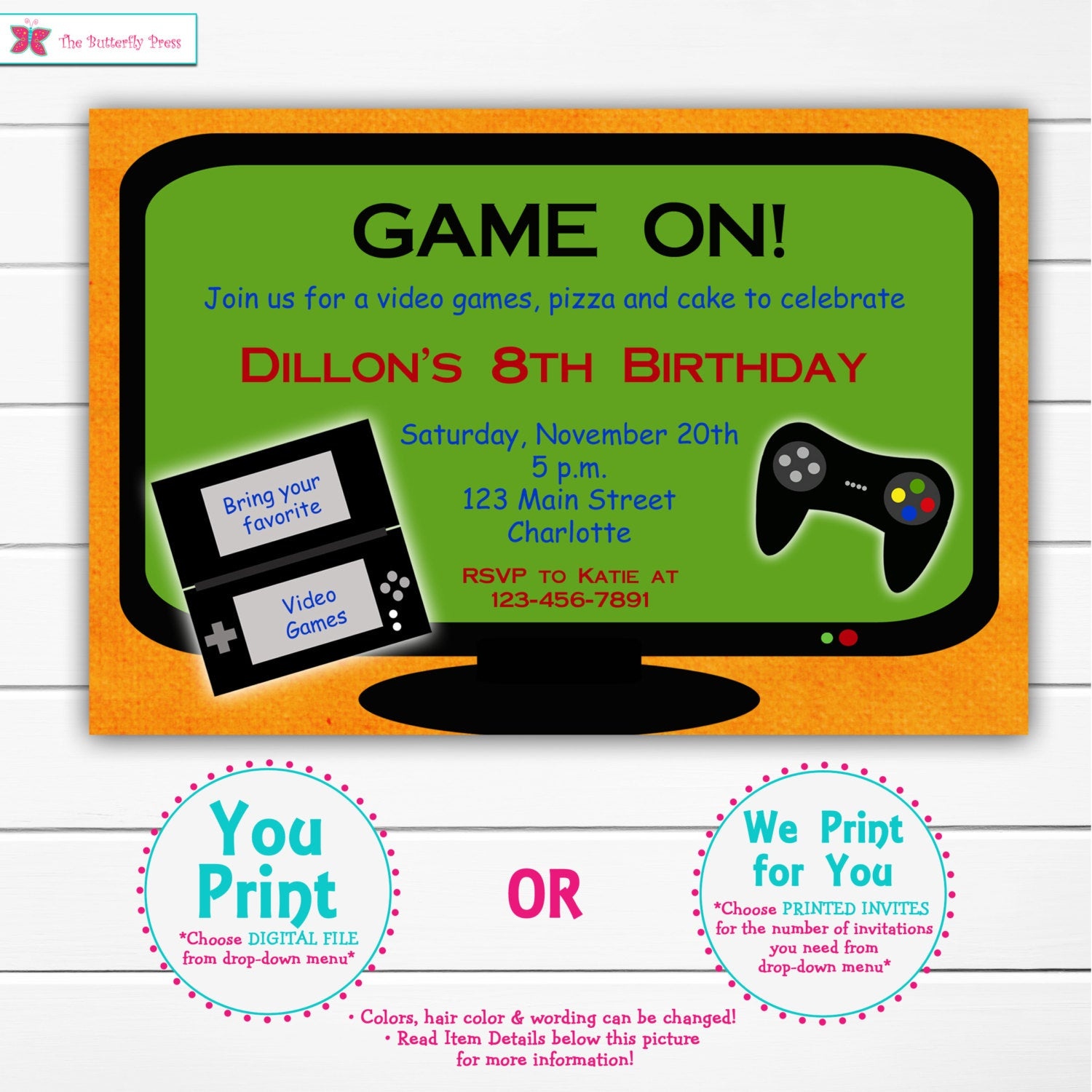 Video Game Birthday Party Invitation Video Game Party | Etsy - Free Printable Video Game Party Invitations