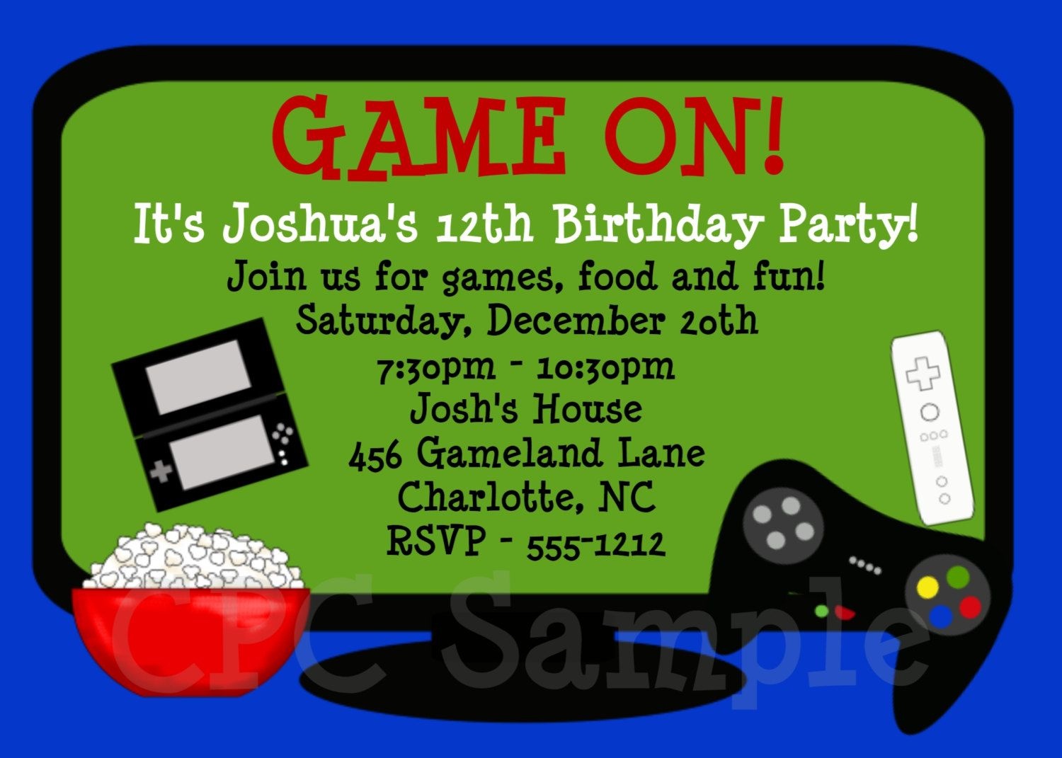 Video Games Birthday Invitation Video Game Birthday Party Invitation - Free Printable Video Game Party Invitations