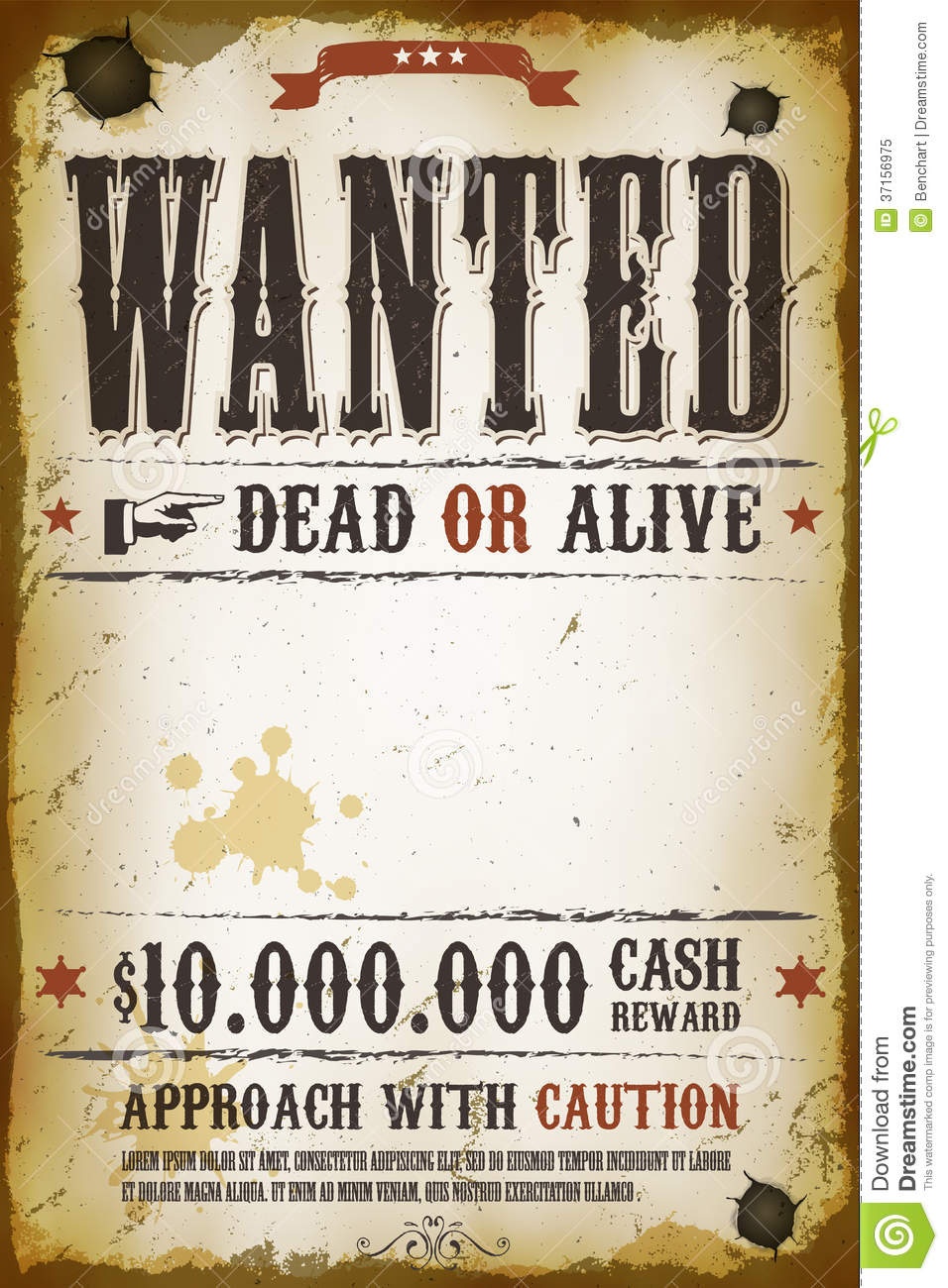 Wanted Vintage Western Poster Stock Vector - Illustration Of Brown - Wanted Poster Printable Free