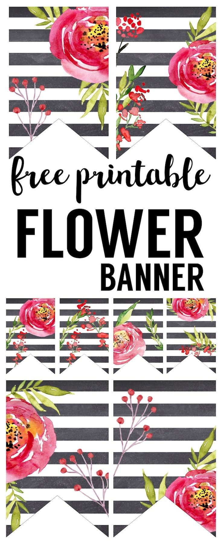 Watercolor Flower Banner Free Printable | Planner Printables - Free Printable Wedding Decorations