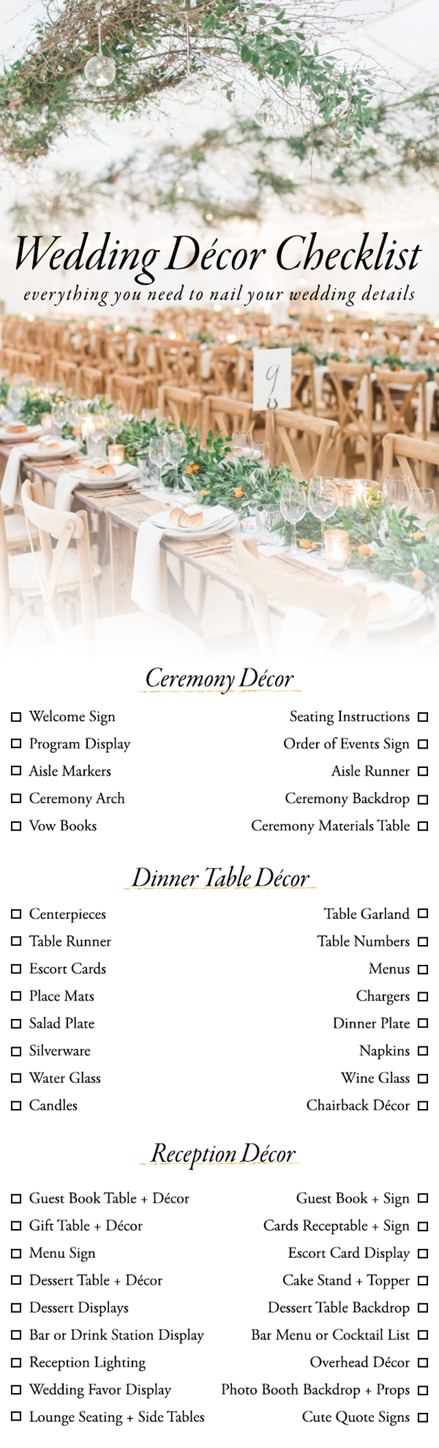 Wedding Decoration ~ Wedding Decor Checklist Pdf Wedding Decoration - Free Printable Wedding Decorations