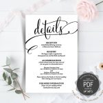 Wedding Details Card Pdf Template, Instant Download Printable   Free Printable Wedding Inserts