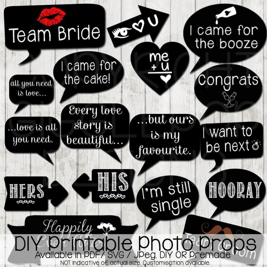 Wedding Photo Booth Props Diy Printable Instant Download Chalkboard - Free Printable Wedding Photo Booth Props