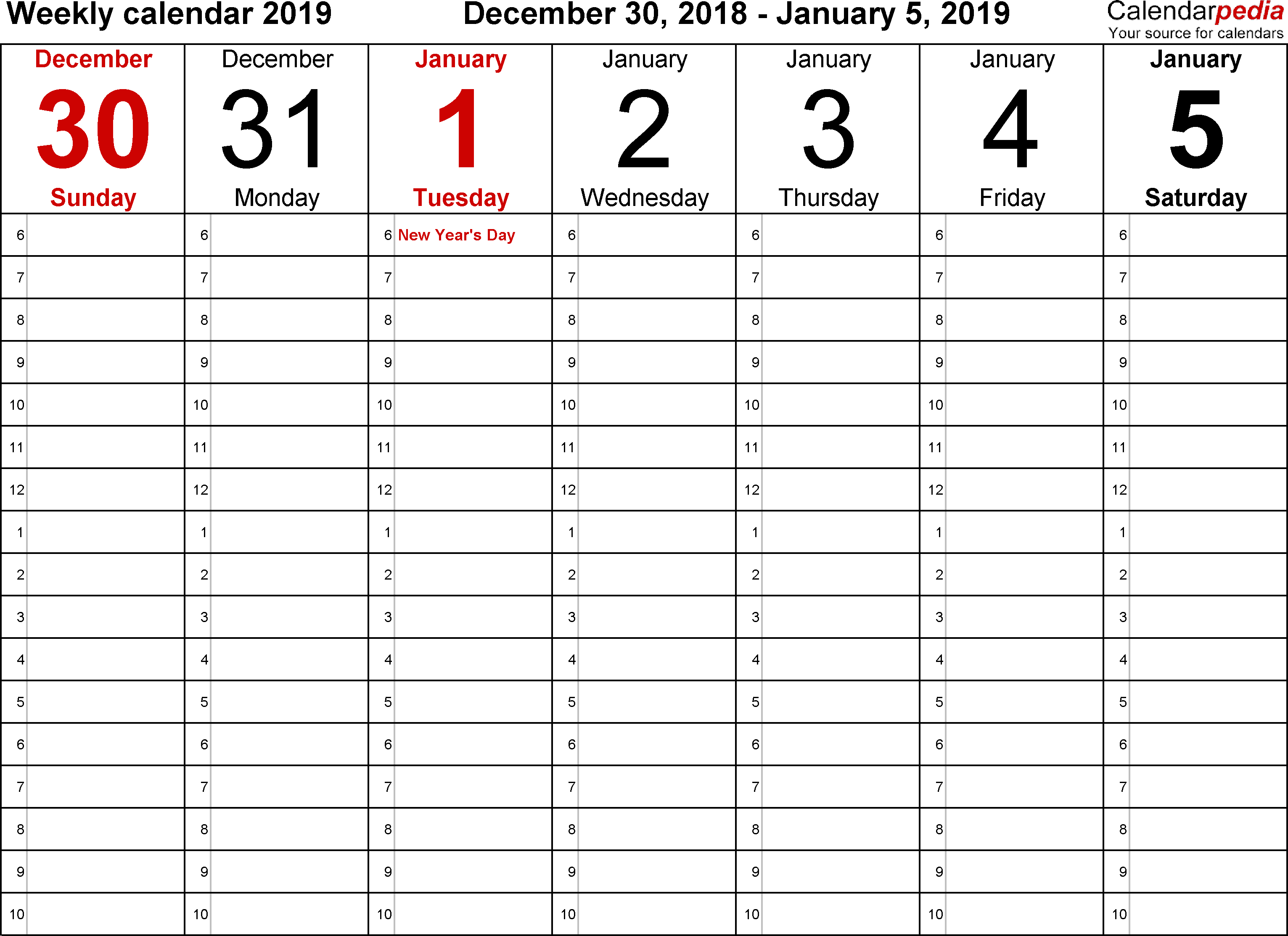 Weekly Calendar 2019 For Word - 12 Free Printable Templates - Time Management Forms Free Printable