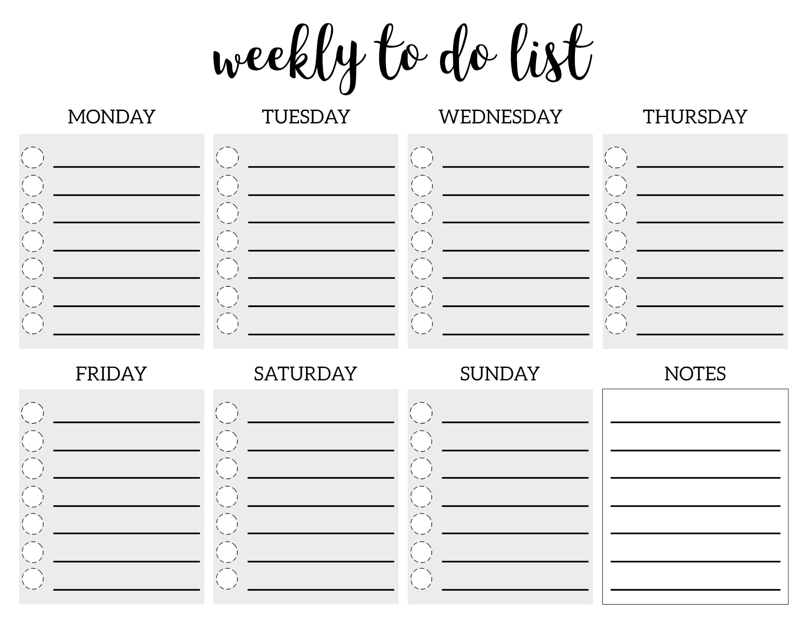 Weekly To Do List Printable Checklist Template - Paper Trail Design - Weekly To Do List Free Printable